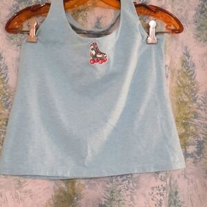 J. Crew light blue Y2K halter like new condition,  bra roller skate patch